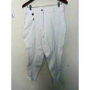 Royal Highness White Equestrian Riding Breeches Full Seat Size 34R Stretch Horse